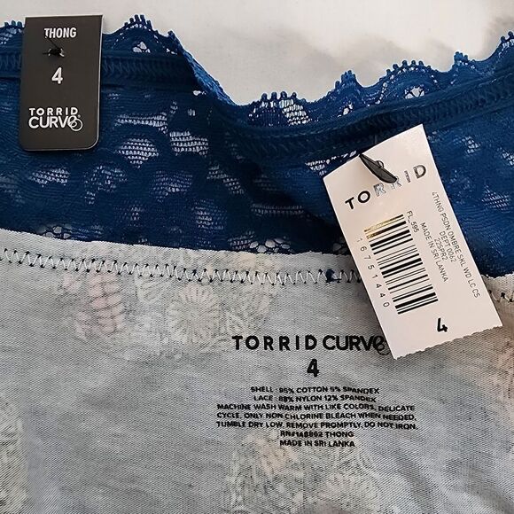 4X 26W Torrid Blue Thong Wide Lace Trim Ombre Sugar Skull Rainbow Cotton NWT mid - Picture 5 of 6